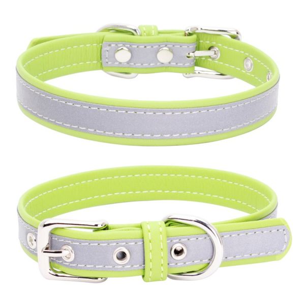 

dog collar reflective pu leather collars for dogs necklace pet products for animals supplies xs s m l