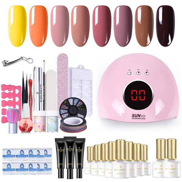 

nail set 120w uv led lamp manicure set 10pcs gel nail polish kit base coat quick building poly gel soak off varnish