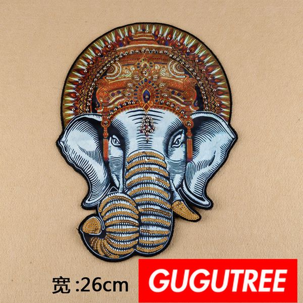 

gugutree embroidery beaded elephant patches,crystals diamonds sequined applique patch for coat,t-shirt,hat,bags,sweater,backpack bdp-83, Black