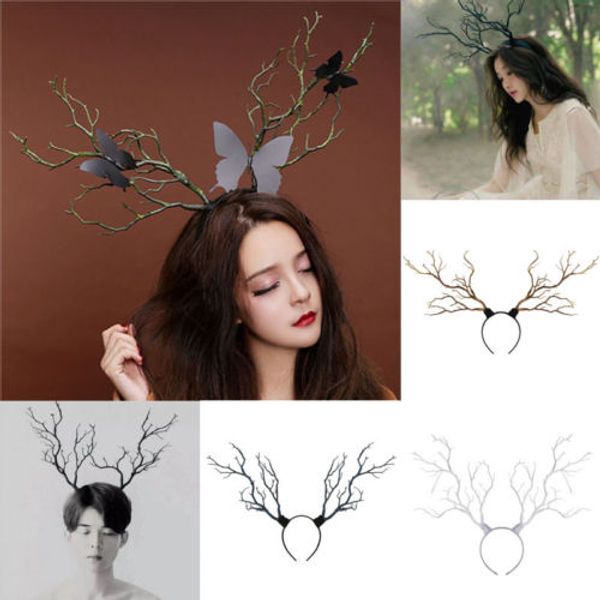 

christmas halloween headdress gothic antler butterfly headdress deer horn tree branches headband jewelry vintage wedding cosplay