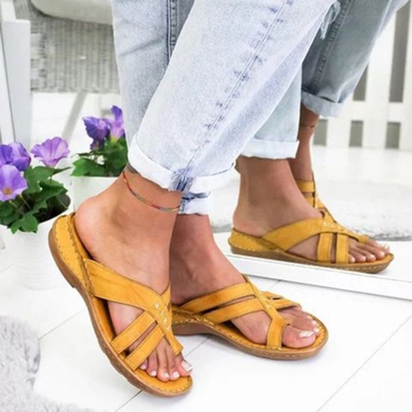 

2020 women summer slippers gladiator sandals women comfy slippers roman wedge sandals low heels beach shoes casual flip flops, Black