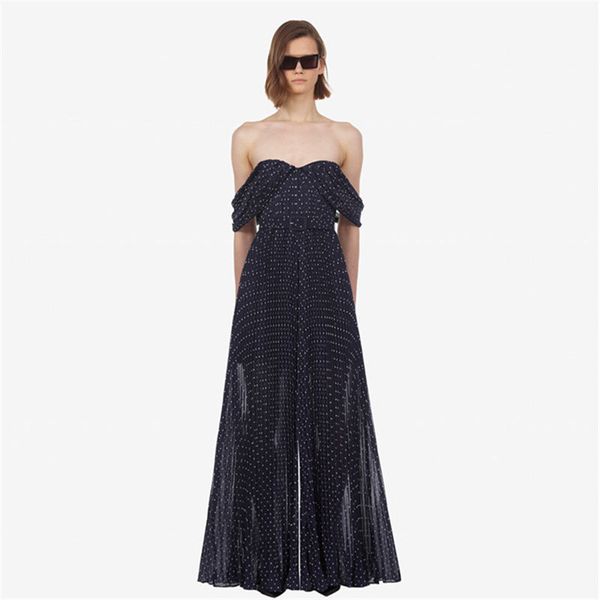

2019 jumpsuit celebrity backless dot short slash neck women elegantsee-through night club bodysuit party jumpsuit wholesale, Black;white