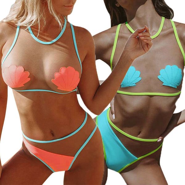 

женщины sexy summer see through лоскутная бикини set crop tops + berifs две пьесы купальный костюм купальный костюм swimear