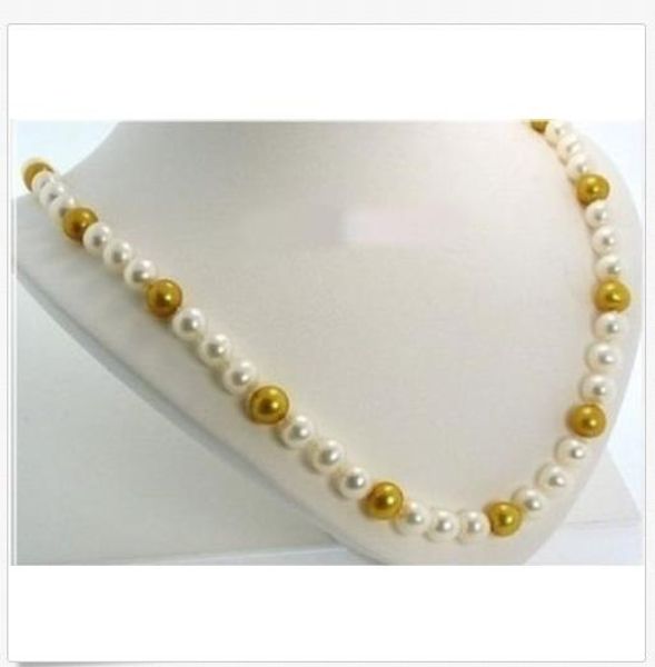 

new 14k yellow gold 10-11mm australian south sea white golden pearl necklace 20inch, Silver