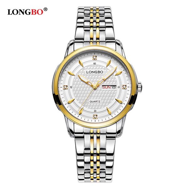 

longbo brand sport army chronograph analog watches couple complete calendar steel waterproof quartz wristwatch montre homme 5006, Slivery;brown