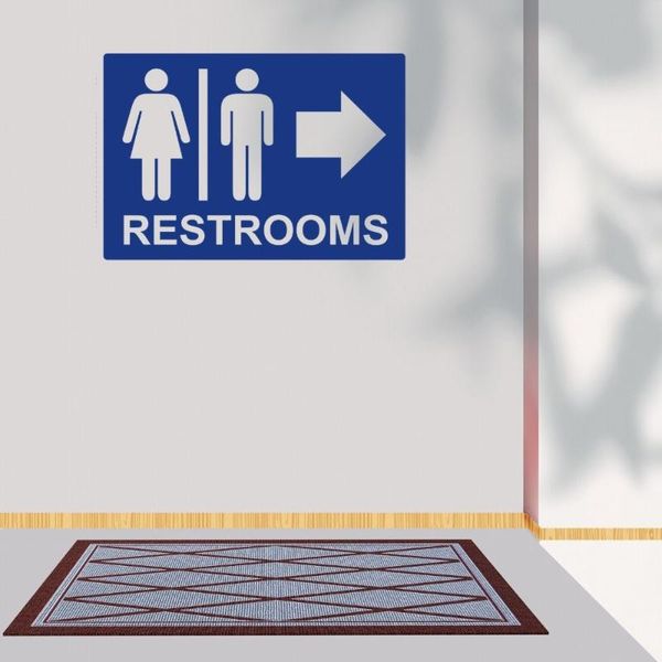 

male and female restroom with arrow signage wall sticker removable signage for comfort room decoration a002102