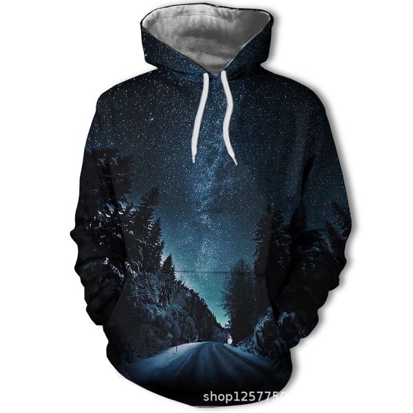 

mens designer leisurely night view 3d digital printing sweater, Black