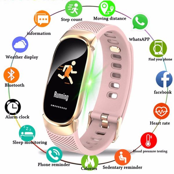 

2019 women sport smart watch men ip67 waterproof smartwatch heart rate blood pressure pedometer watch clock for android ios, Slivery;brown