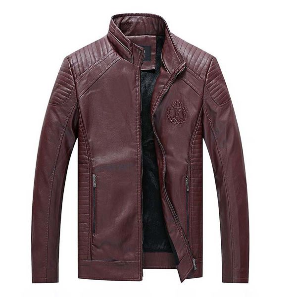 

new 2019 casual mens leather jackets fleece autumn winter pu coat men plus velvet outerwear biker motorcycle male classic jacke, Black;brown