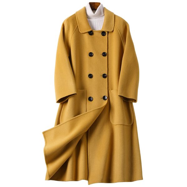 

spring autumn coat female pink black long wool coat women clothes 2019 korean vintage outwear jacket abrigo mujer 812 zt2518