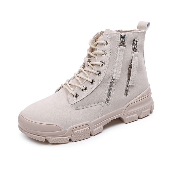 

leather ankle boots for women 2019 spring autumn fashion zip female boots rubber sole woman autumn boot breathable ankle boot, Black