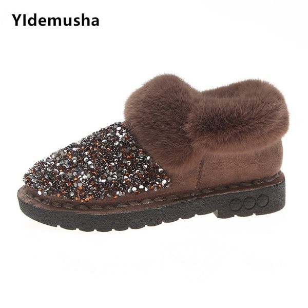 

2019 stylenew women boots winter outdoor keep warm fur boots waterproof women's snow thick heel with round head short boot, Black