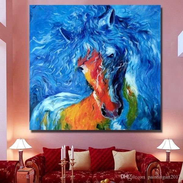 

modern home decor wall art picture hand painted abstract animal colorful horse handmade oil painting on canvas for home decoration