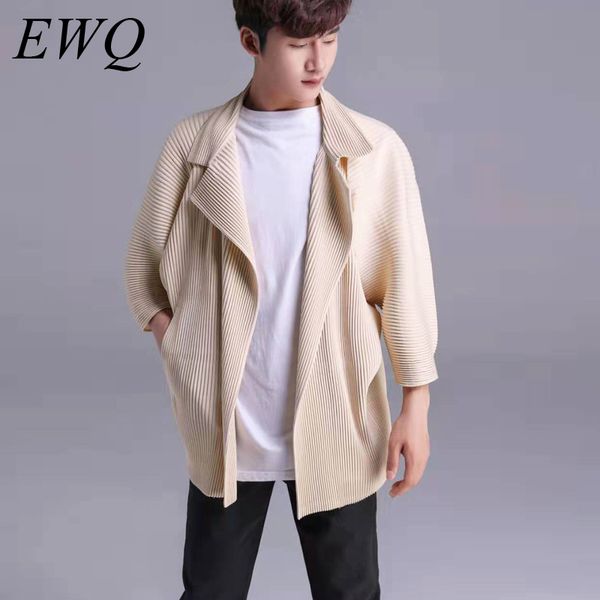 

men's jackets ewq / 2021 spring fashion thickening loose pleated coat casual all-match cardigan notched jacket 9y474, Black;brown