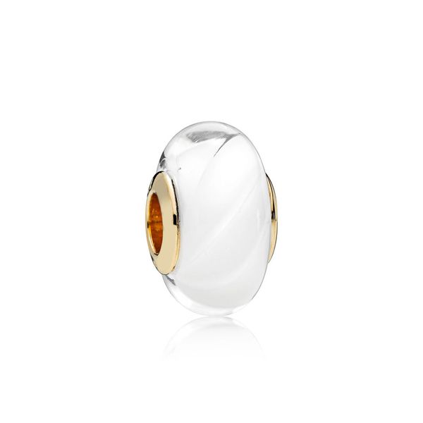 

new 100% sterling silver 1:1 glamour 767160 shine white waves charm glass bead original women wedding fashion jewelry 2018, Black