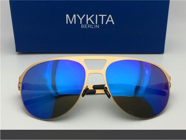 

новый mykita солнцезащитных очков сверхлегкий каркас без винтов арон пилот рамка щитка топ мужчин бренд дизайнер солнцезащитные очки зеркало, White;black