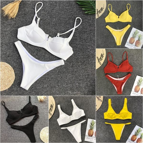 

swimsuits для женщин бикини для женщин бикини купальники женщины бикини sexy сплошной цвет купальник бикини push up купальнике майо de bain, White;black