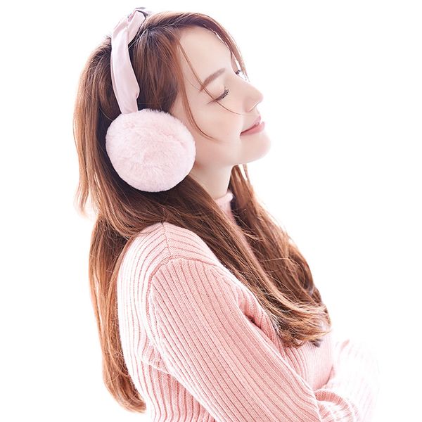 

1pcs women girls winter earmuffs foldable contrast color hairband ear warmers ear cover wrap korean style, Blue;gray