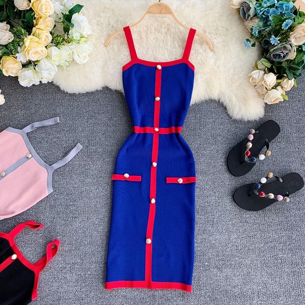 

sleeveless bandage dress women vestidos stretch fashion vest button retro elegant bodycon dresses dress, Black;gray