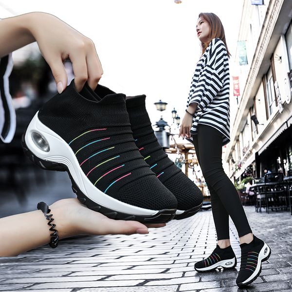 

explosion models women's shoes flying woven lightweight sports shoes air cushion increased sports women's outdoor walking
