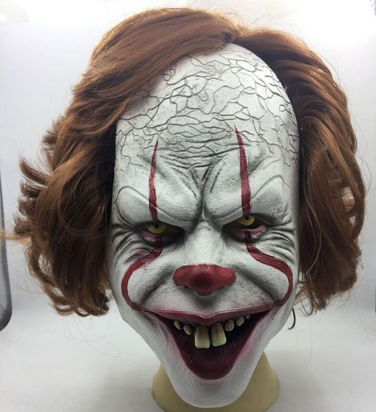 Halloween-Clown-Maske, gruselige Joker-Maske, Stephen Kings, It-Maske, Pennywise, Cosplay-Kostüm, Terror-Perücke, Masken, Kopfbedeckung, Requisite