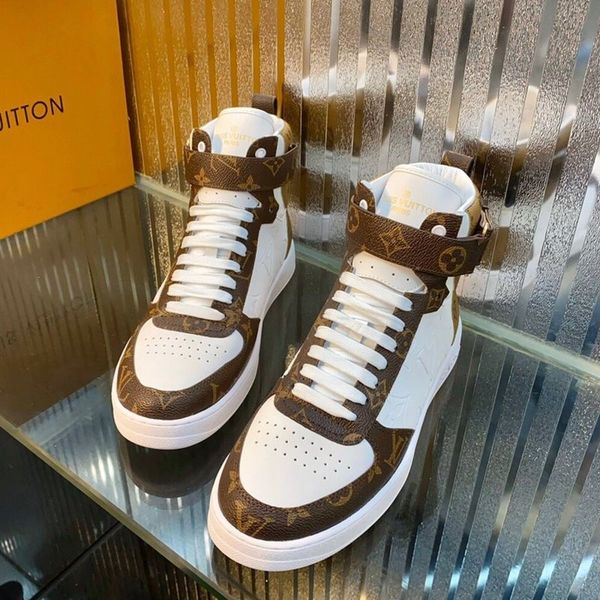 

luxury men casual shoes mid mens lace-up sneakers breathable shoes mens basketball sport shoes rivoli sneaker boot 21, Black