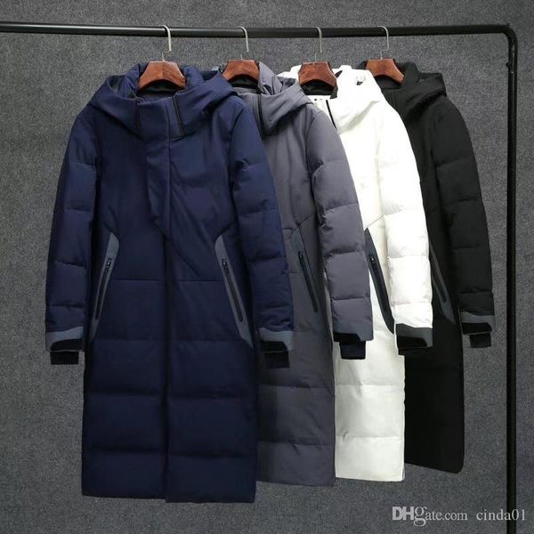 

мужская зимняя куртка повседневная мода спортивный бренд с капюшоном длинный пуховик бренд патч дизайн верхняя одежда теплая одежда сгущает, Black