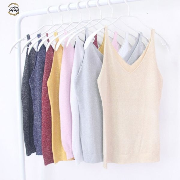 

sexy camis женщины моды вязание жилет топ без рукавов v-образным вырезом блузки повседневная топы женщины одежда груза падения, White