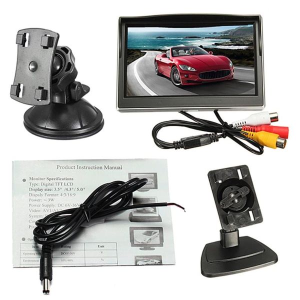 

5-inch 800*480 tft lcd digital color screen car monitor with sucker and stand car accessories for backup rear view camera