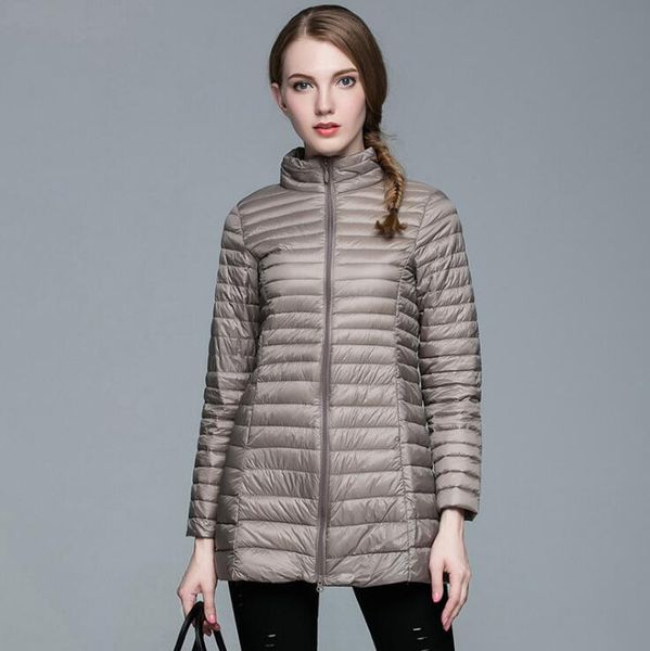 

down parka 2018 new autumn & winter women jacket ultra light thin coat female outwear long warm slim fit plus size parka fr1004, Black