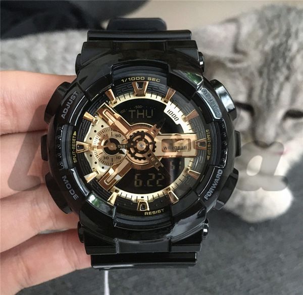 

2020 men's shock sport wristwatches military watches led digital display sport watches all function work rubber strap wholesale with bo, Slivery;brown