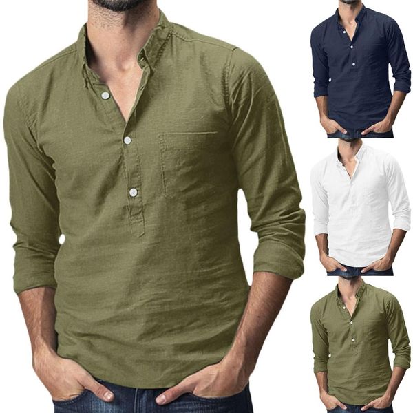 

summer men's baggy cotton linen solid multi-pocket short sleeve turn-down collar shirts hawaiian shirt camisa masculina, White;black