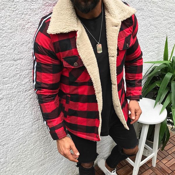 

мужская пальто старинные плед толстые теплые с длинным рукавом мода куртка плед печатных карманные свободные повседневная мужская повседневн, Black;brown