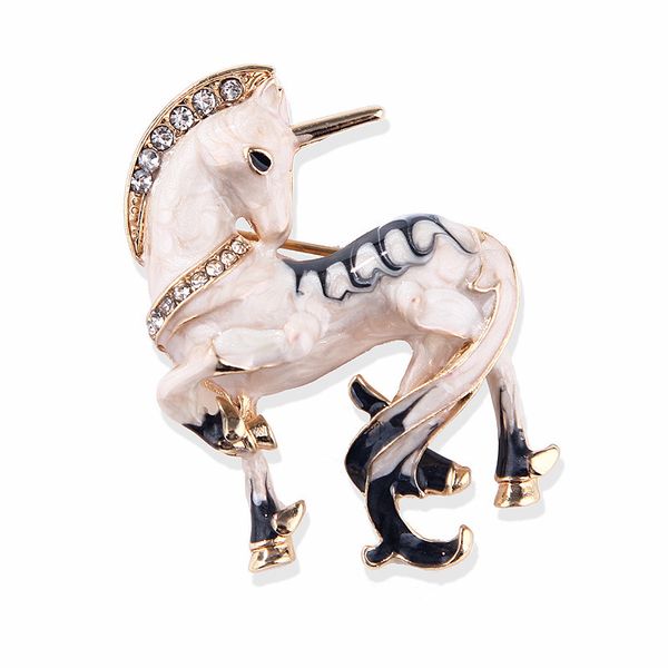 

temperament joker the white horse brooch unicorn suit clothes and ornaments animal cartoon metal pin, Gray