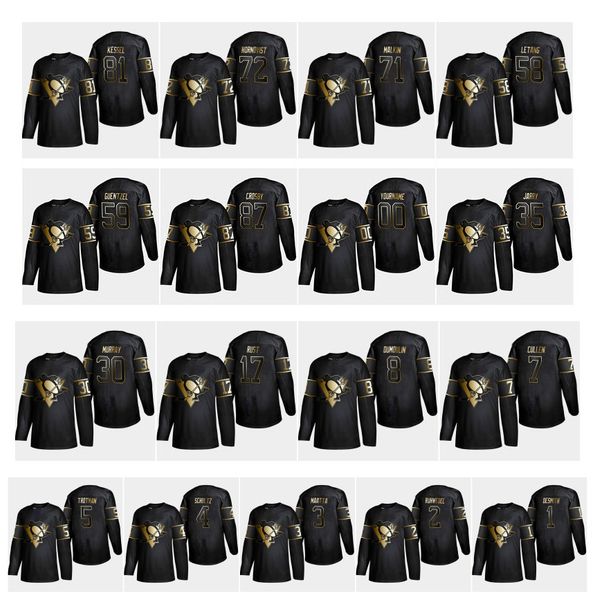 

2019 golden edition pittsburgh penguins jersey 87 sidney crosby 71 evgeni malkin phil kessel kris letang lemieux murray guentzel hockey, Black;red