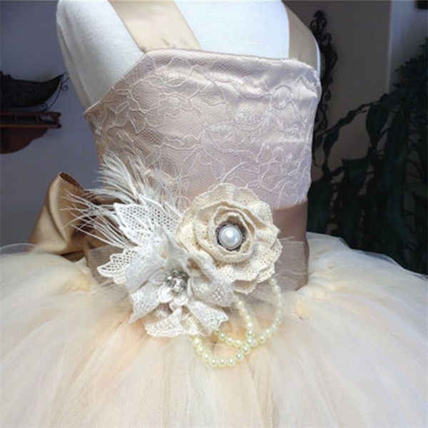 

arabic champagne first communion dresses for girls pageant gowns 2019 vestidos daminha flower girl dresses for weddings, Red;yellow