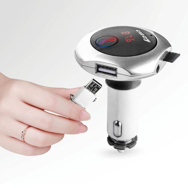 

car player dual usb wireless w slot-in fm transmitter mp3 player 360 degrees rotating car charger