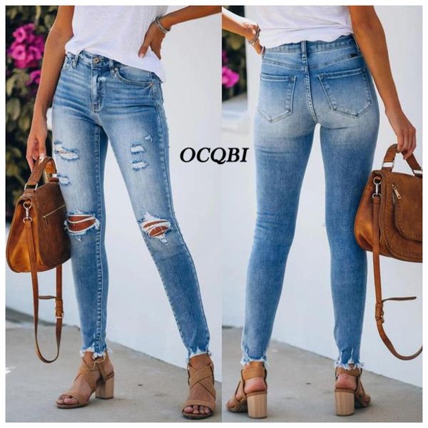 

women's jeans plus size 2021 women distressed ripped for high waisted, Blue