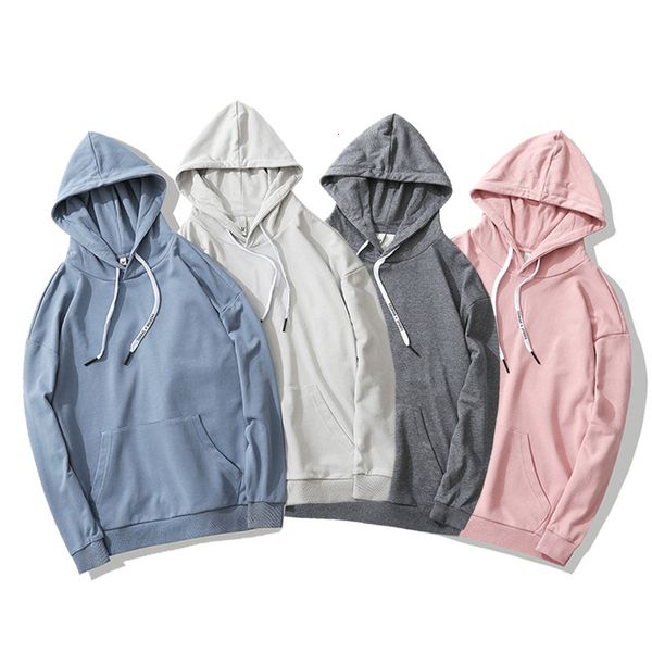 

autumn cotton crop hoodie sport sweater solid color hooded hoodies for men women basic loose casual jackets trendy hoodies, Black;red