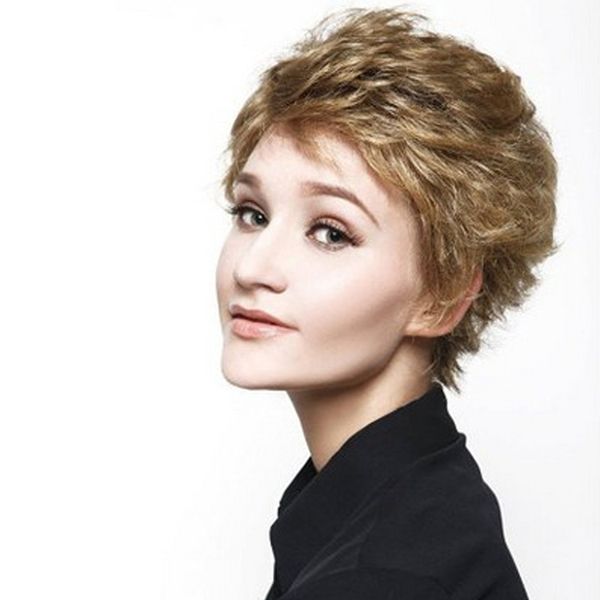 

golden brown color short hair wig for women glueless synthetic hair wigs heat resistant synthetic wigs blonde wig with bangs cosplay, Black