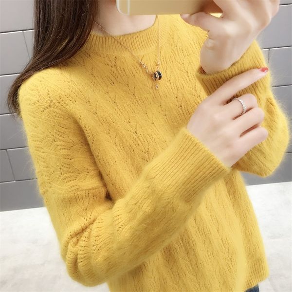 

5605 (xifang no. 3) autumn dress new round collar slim knitted sweater pure color long sleeve pullover dress 44ff, White;black