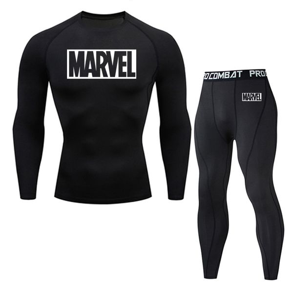 

2019 new men/women compression set running tights workout fitness training tracksuit long sleeves shirts sport suit rashgard 4xl, Black;blue