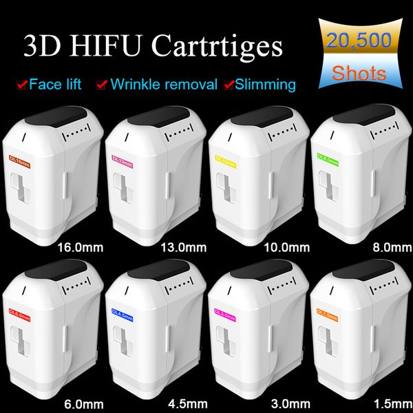

3d hifu cartridges for face lifting wrinkle removal 8 different artridges 20500 s each fat reduction body slimming 3d hifu cartridge