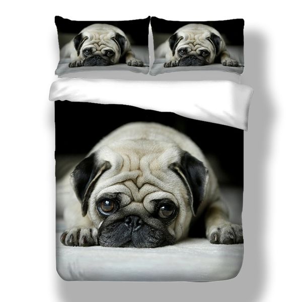 

3pc et 3d cute animal dog pug print bedclothe delicate oft bedding et
