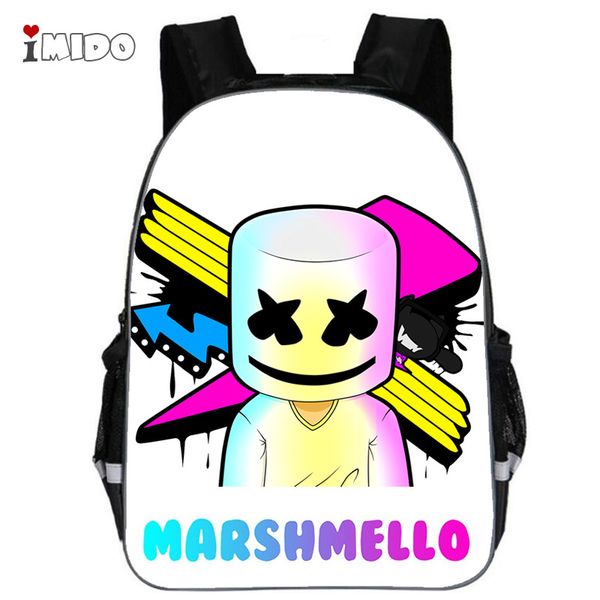 

DJ Marshmello Guy School Bag for Teenager Boys and Girls Kids Personized Schoolbag Marshmallow face Smile Hip-hop Funny Backpack