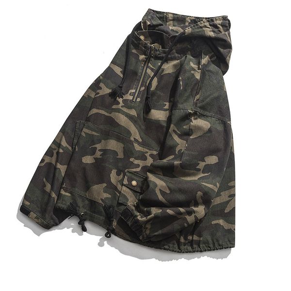 

japanese-style men's wear shu 2019 autumn and winter new style camouflage coat men's loose-fit pullover hooded jacket men, Black