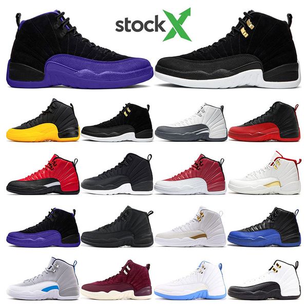 

mens trainers basketball shoes 12s reverse flu game dark concord university gold wolf grey reverse taxi sports sneakers outdoor fashion