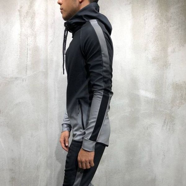 

wholesale-men tracksuit 2 piece set 3d gradient color casual hoodies sweatshirt and pants sportswear joggers men sets, Gray