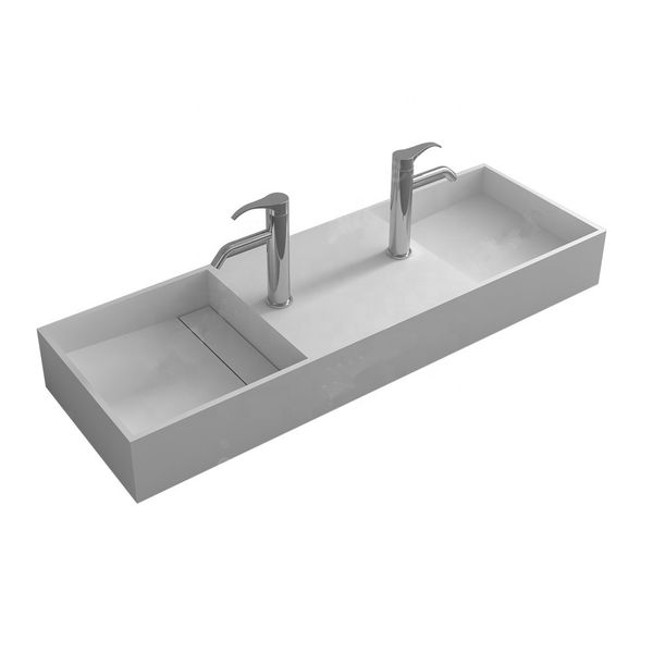 

Bathroom Rectangular Wall Mounted Wash Sink Fashionable Cloakroom Corian Vanity Washbasin Solid Surface Resin Lavabo RS3830