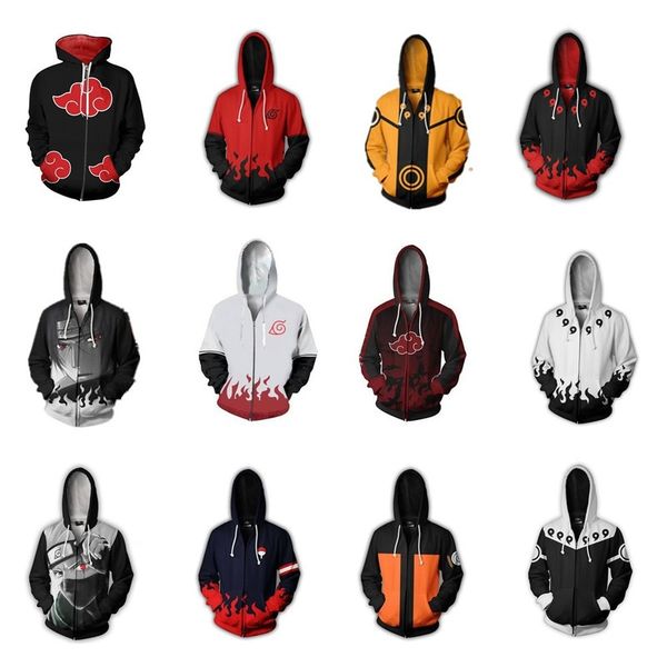 

mens hoodies anime hoodie sweatshirt 3d printed hoodie hatake kakashi pullover jacket uchiha sasuke, Black